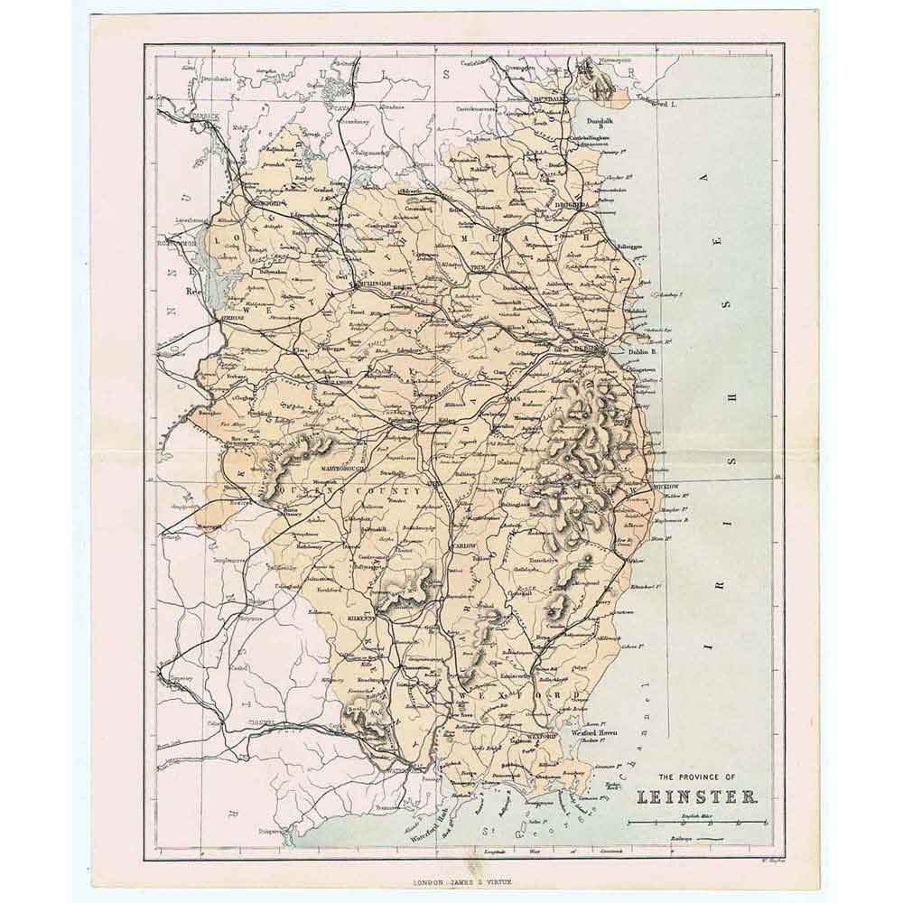 PROVINCE of LEINSTER Antique County Map 1868 by Virtue eBay