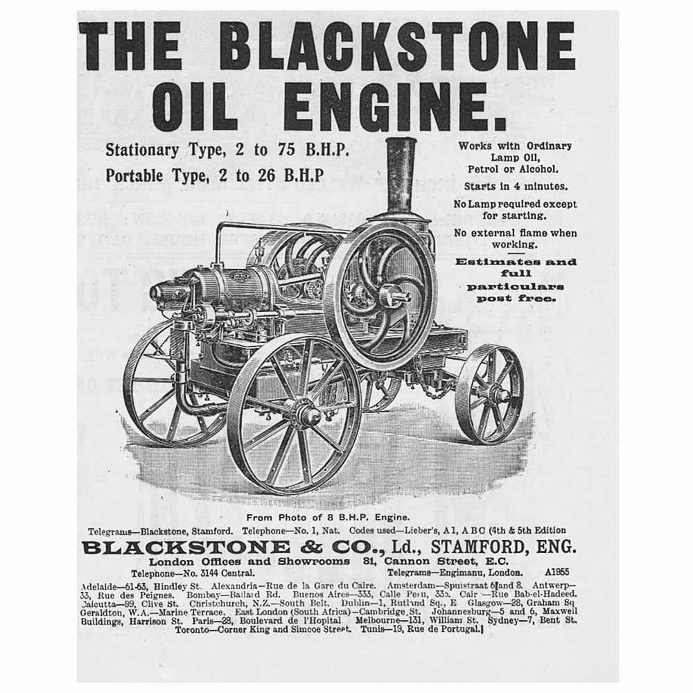 STAMFORD Blackstone & Co Oil Engine Manufacturer Antique Advert 1909