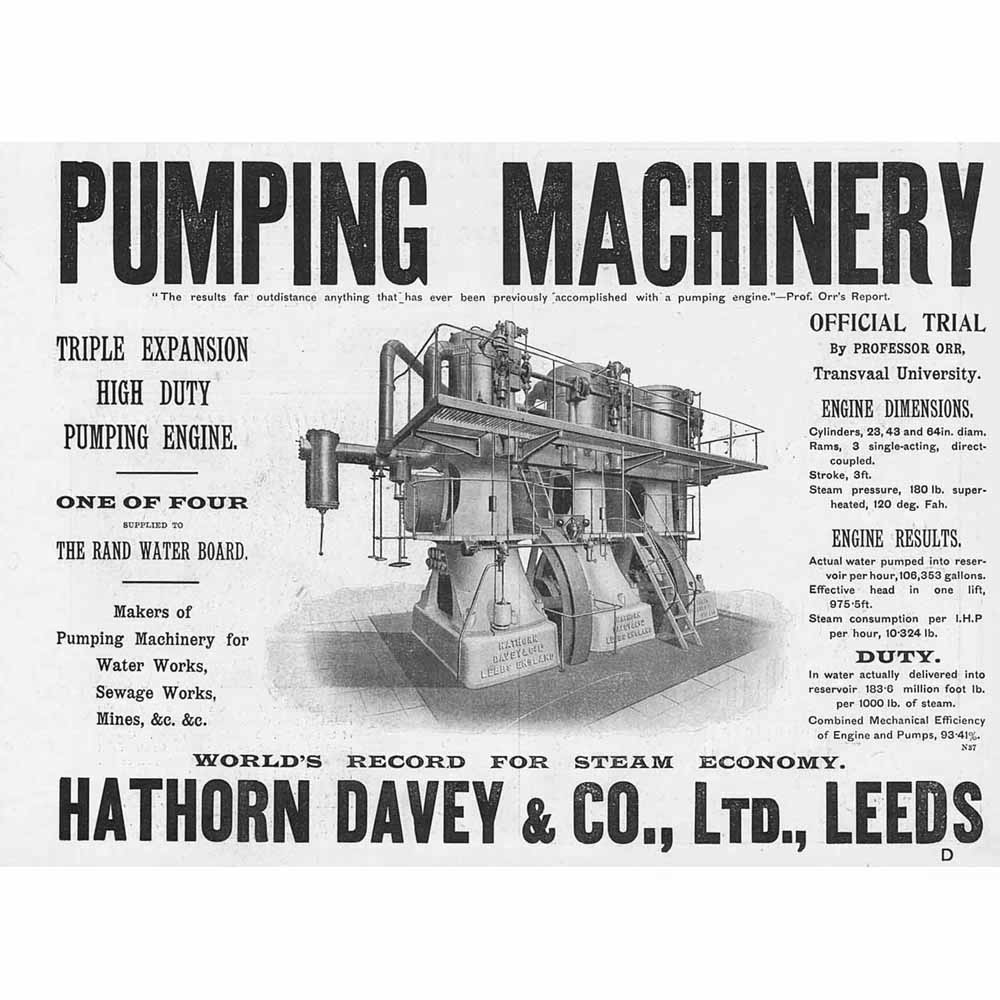 HAWTHORN DAVEY & Co Leeds Pumping Machinery Antique Advert 1909 eBay