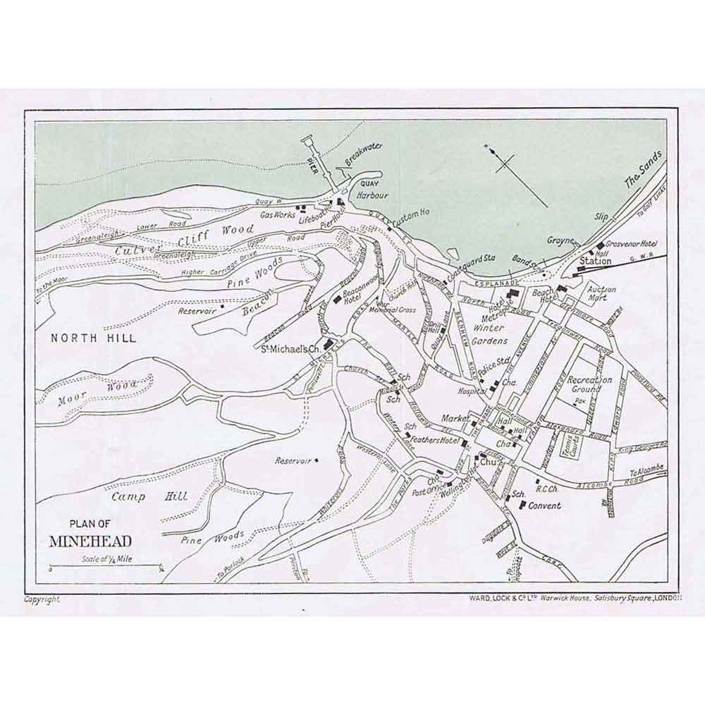 MINEHEAD Street Plan / Map of the Town - Vintage Folding Map 1936 | eBay