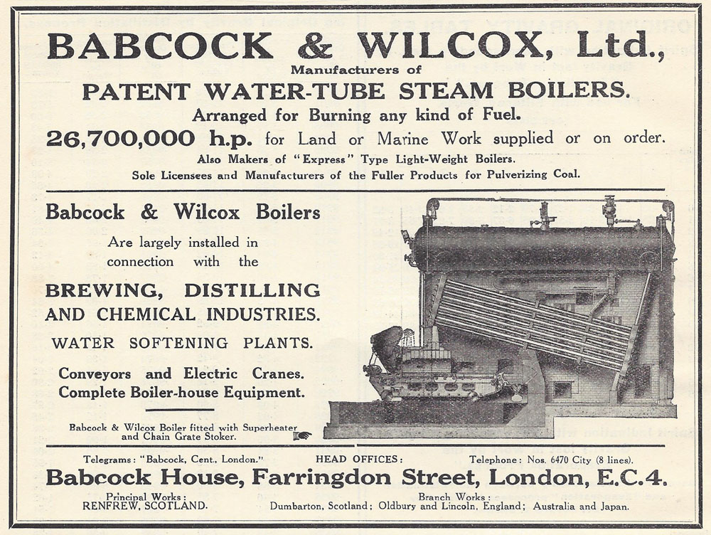 BABCOCK & WILCOX Ltd Water Tube Steam Boilers Vintage Advertisement